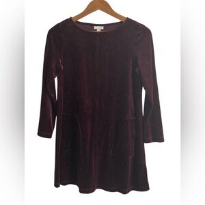 Pure Jill Small Pet Burgandy Red Velvet Velour Dress Pockets Holiday J Jill